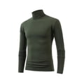 thumbnail image 3 of yardsong Thermal Lined Compression Mock Neck Base Layer for Men - Fall Winter Warm Long Sleeve Solid Top Army Green,M, 3 of 5
