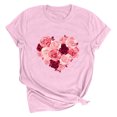 thumbnail image 1 of Meichang Chemises de la Saint-Valentin pour Femmes Imprimé Cœur Manches Courtes Col Rond Hauts de Vacances Décontractés Mignons Pulls Blouses, 1 of 2
