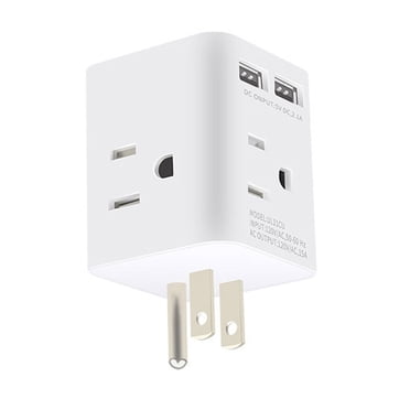 Multi Plug Outlet Extender Electrical Wall Outlet Splitter with 4 15amp AC Outlets 2 USB Ports US Plug