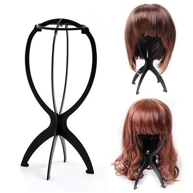EARKITY Wig Stand Portable Collapsible Wig Head for Short Wigs Durable Plastic Wig Display Folding Wig Holder Wig Dryer Travel Short Hair Extensions Stands