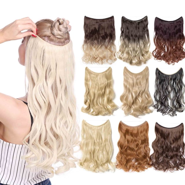 Extensions de Cheveux à Fil Invisible Miracle Ligne de Poisson Secrète Soyeuse Lisse Postiches Synthétiques