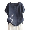thumbnail image 1 of Cameland Hauts pour Femmes Col Rond Manches Courtes Imprimé Floral Chemise Ample, 1 of 3