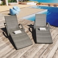thumbnail image 3 of Chaises Longues d'Extérieur en Osier de 80 Pieds', Ensemble de 2, Chaise Inclinable en Rotin pour Patio avec Table d'Appoint Coulissante, Dossier Réglable 5 Positions, Design Ondulé Ergonomique, Fauteuils Inclinables pour Bronzage au Bord de la Piscine, Gris, 3 of 21