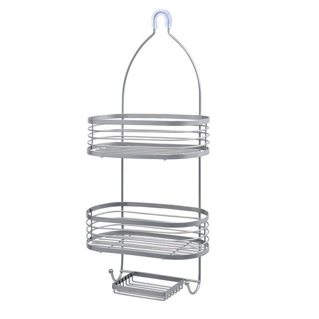 Acento Panier de Douche Suspendu Moderne à 3 Niveaux, Col Antidérapant et Ventouses, Sans Perçage, Satin Mat