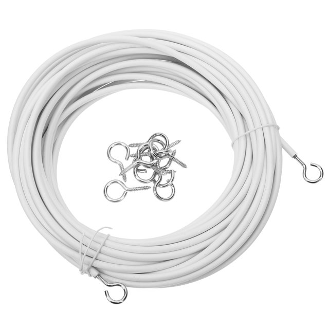 Fil de Rideau en Métal Durable pour Suspendre des Rideaux en Voile avec Crochets à Vis Blancs 1 Ensemble