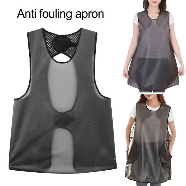 Hicess Apron Fastener Tape Fixation Back Mesh Design Waterproof Oilproof Leak-proof Breathable Sleeveless Apron Home Supply