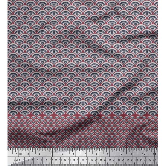 Soimoi Poly Georgette Fabric Artistic Floral & Scale Geometric Fabric Prints by Yard 42 Inch Wide