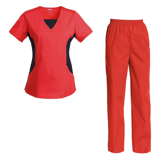 Women's Scrubs Set Scrub Top and Pants Scrubs Set