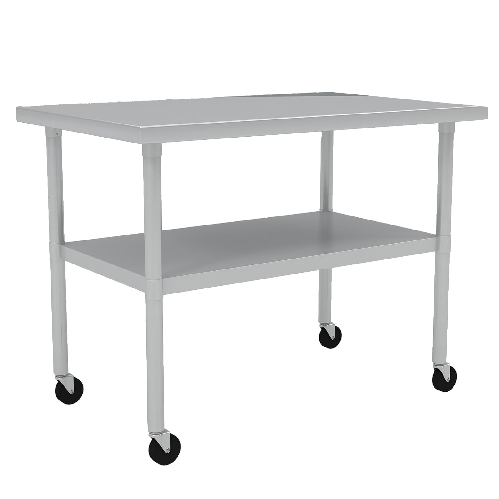 BeesClover Table de Travail et de Préparation en Acier Inoxydable Robuste, Table de Qualité Commerciale NSF avec Tablette Inférieure Réglable pour Cuisine, Restaurant, Maison, Garage, Hôtel