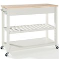 thumbnail image 4 of Crosley 2 Drawer Natural Wood Top Kitchen Cart in White, 4 of 9