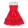 thumbnail image 2 of Robe Fille Rouge Fleur Dimensionnelle Anniversaire Mariage Robe 6 Ans, 2 of 6