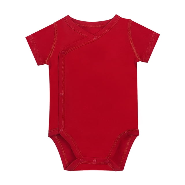 MIASHUI Baby Short Sleeve Side Snap Bodysuit Unisex Solid Color Soft Clothes,Red,NB