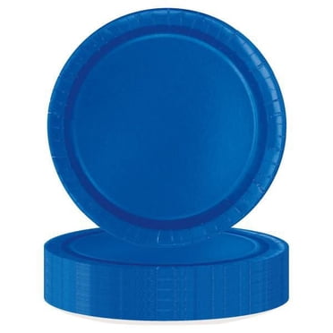 Assiettes plates rondes bleu électrique Unique Industries de 23 cm (9 po), paquet de 55