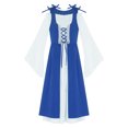 thumbnail image 3 of Xnihocha Robe Médiévale Renaissance Rétro pour Filles, Manches Longues Évasées, Lacée, Maxi Robe Halloween Bleu 12, 3 of 7