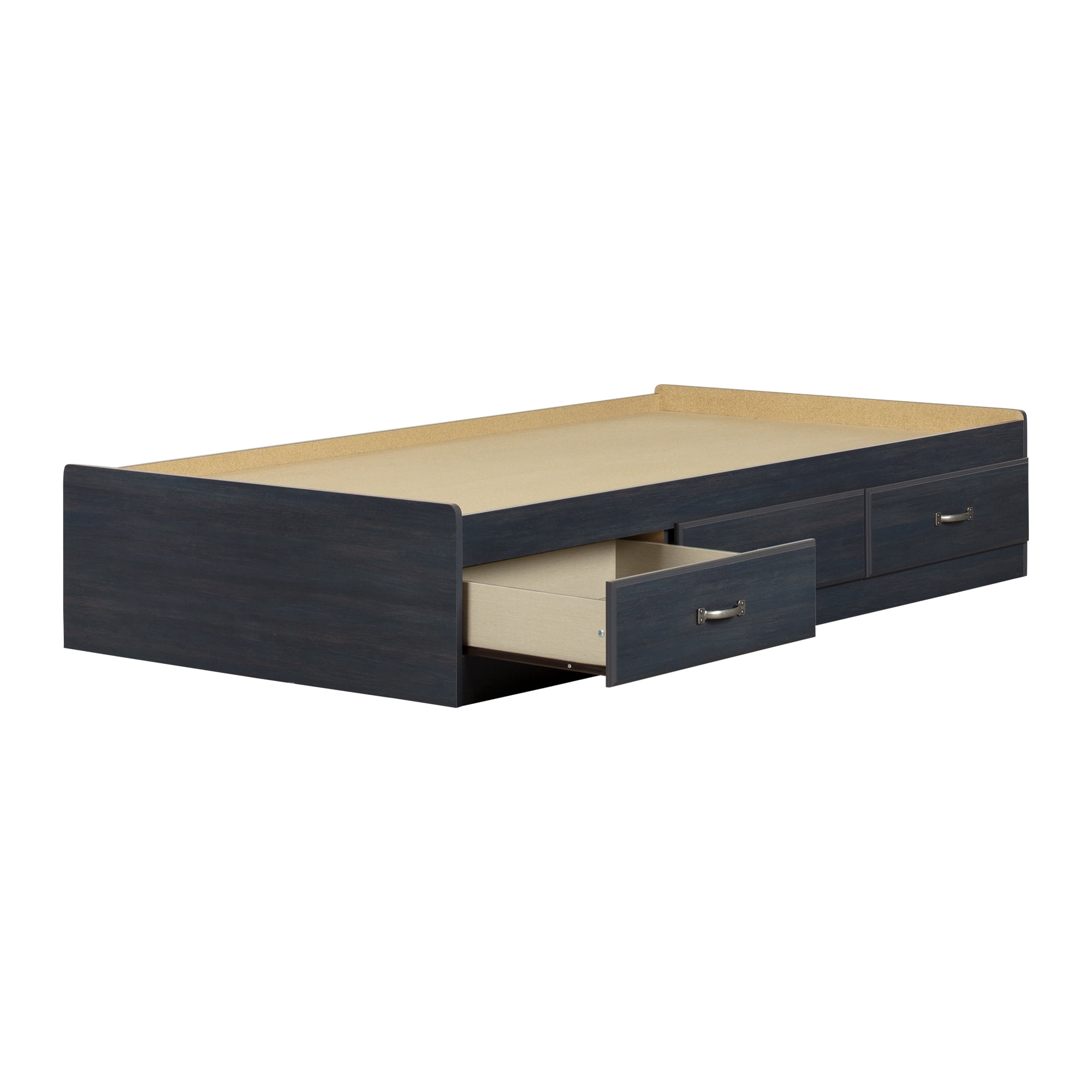 South Shore Ulysses Full Mates Platform Storage Bed with 3 Drawers, in Blueberry