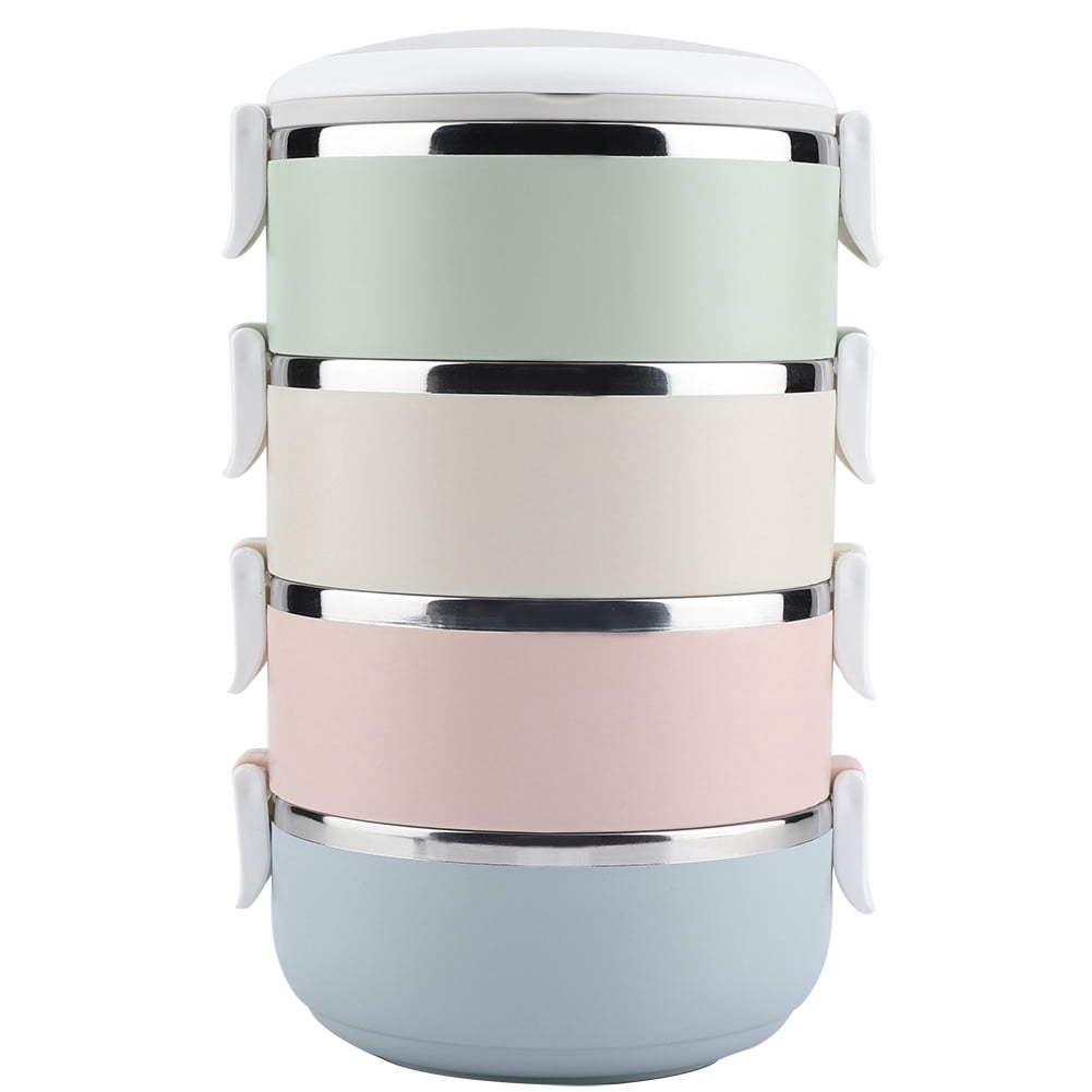 Boîte à Lunch Thermique, MAGT Boîte à Lunch Thermique en Acier Inoxydable Boîte Bento Thermique Portable Multicouche Récipient de Nourriture Thermique Étanche (4 Couches 2800 ml)