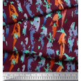 thumbnail image 2 of Soimoi Purple Velvet Fabric Fish Ocean Print Sewing Fabric Yard 58 Inch Wide, 2 of 2