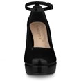 thumbnail image 2 of BLISSFUL STEP Escarpins à Talon Bloc pour Femmes Plateforme Bride à la Cheville Bout Rond Talon Noir 9, 2 of 6