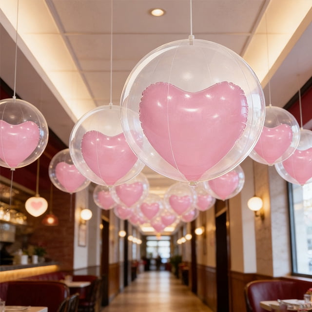 Inflatable Heart Balloon with Inner Mini Balloon, PVC Valentine’s Day Decoration – Reusable Garden Indoor Party Prop for Proposal Wedding Photo Backdrop Fun