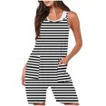 thumbnail image 2 of FAIWAD Rompers for Women Summer Casual Short Jumpsuits Overalls with Pockets 2024 Striped Jumpers, 2 of 5
