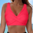 thumbnail image 2 of Huesdet Haut de Bikini pour Femmes Bretelles Spaghetti Réglables Haut de Maillot de Bain Col Rond Rembourré (Rouge Melon D\'eau, m), 2 of 9
