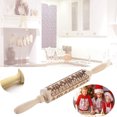 thumbnail image 1 of Yhmxh Kitchen Gadgets Kitchen Utensils Home and Kitchen Christmas Rolling Pin Engraved Carved Wood Embossed Rolling Pin Kitchen Tool Rolling Pin, 1 of 2
