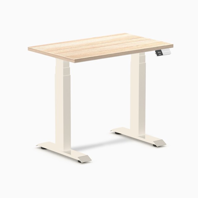 Desky Bureau Assis-Debout Mini Double - Chêne Classique / 32 x 20 Pouces / Blé