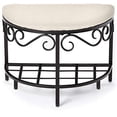 thumbnail image 1 of Mango Steam Half Moon Shoe Bench - Vanity Seat/Dressing Stool/Makeup Chair - White, 1 of 5
