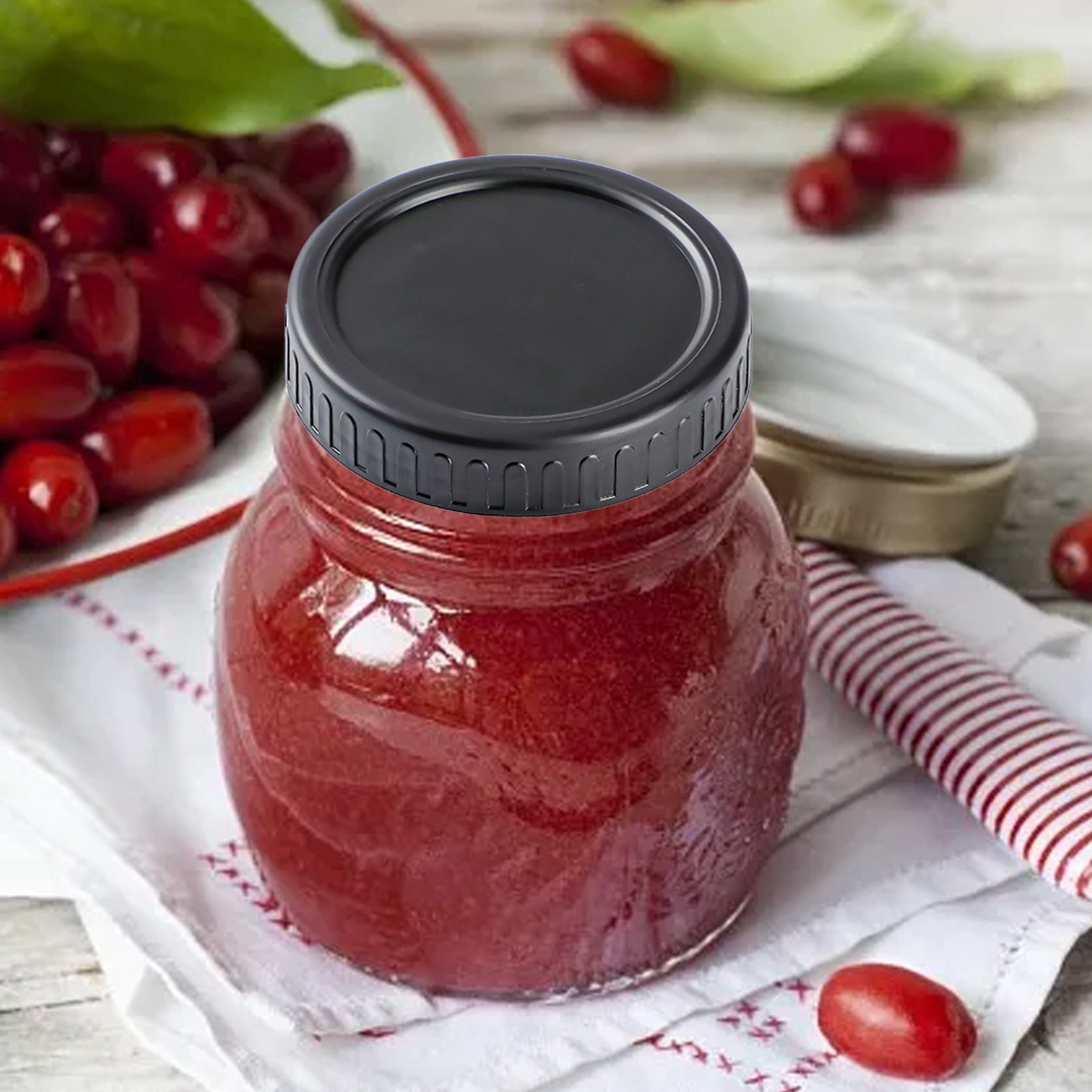 Hbdhejl Wide Mouth Jar Lids Plastic Canning Storage Lids Leak Proof And Scratch 86Mm
