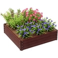 thumbnail image 1 of Outsunny 4' x 4' x 1' Galvanized Raised Garden Bed, Dark Brown Wood Effect, 1 of 10