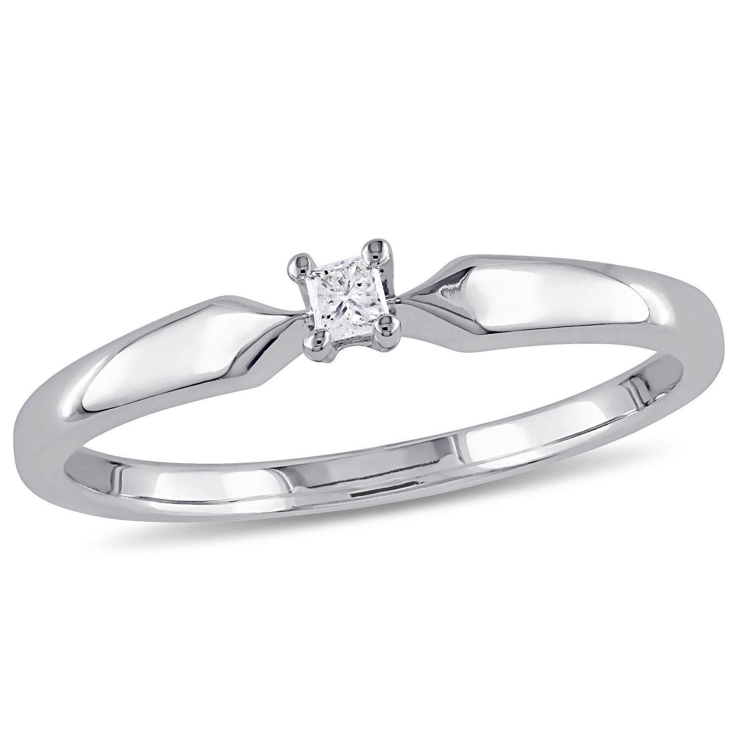 Bague solitaire Miabella avec diamant de coupe princesse en argent sterling