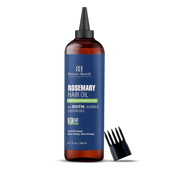 Refurbished Botanic Hearth 100% Pure Rosemary Oil For Hair Growth Infused With Biotin (6.7 fl oz)