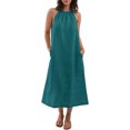 thumbnail image 1 of Kaemgyyd Robes à Col Licou pour Femmes Été Sans Manches Robe d'Été Décontractée Plage Vacances Fluide Boho Robe Midi avec Poches, 1 of 7