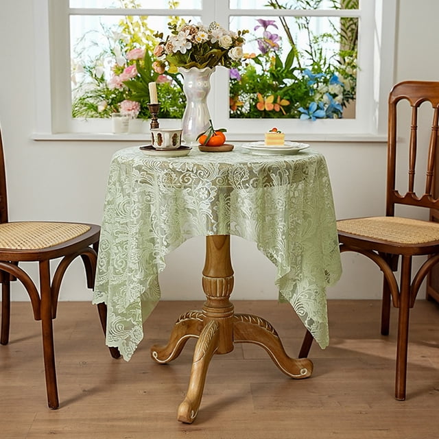 Tyidzon French Dining Table Coffee Table Cover Towel Lace Hollow Table Cloth Rectangular Decorative Round Table