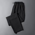 thumbnail image 2 of HAiming Mens Pants Straight Wide Leg Drawstring Elastic Waist Loose Lightweight Casual Comfy Trousers with Pockets, 2 of 4