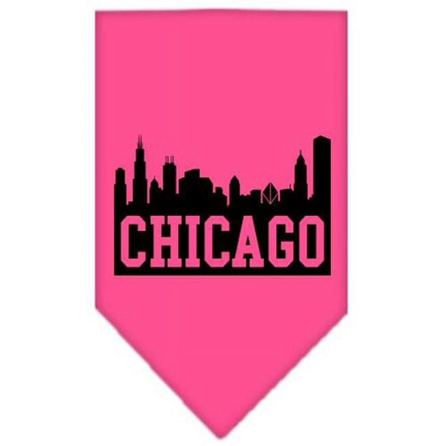 Chicago Skyline Sérigraphie Bandana Rose Vif Grand