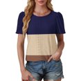 thumbnail image 4 of Plebaso Hauts pour Femmes Chemises à Œillets Manches Courtes T-Shirts Amples Col Rond Décontracté Blouses Tendance, 4 of 6