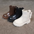 thumbnail image 2 of LNGOOR Trendy Cute Solid Color Bowknot Decor Boots With Zipper For Girls  Non-slip Wear-resistant Boots For Spring Autumn Winter, 2 of 6