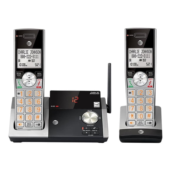AT&T CL82215 - Cordless phone - answering system with caller ID/call waiting - DECT 6.0 - silver/black + additional handset