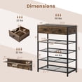 thumbnail image 3 of Gymax 5-Tier Shoe Rack w/ Wall-Mounted Coat Rack Hooks Drawers & Shelves for Bedroom, 3 of 10