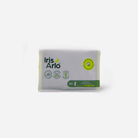 Iris + Arlo Organic Panty Liners, Regular, 100% Cotton, Chemical-Free, Non-toxic, No plastic | Resealable Bag (80 Count)