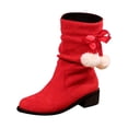 thumbnail image 2 of LSLJS Bottes Mi-Mollet pour Femmes, Style Britannique en Daim Bout Rond Talon Épais Bottes Western Cowboy Bottes Slim, 2 of 5