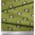 thumbnail image 3 of Soimoi Green Rayon Fabric Feather & Elk Mount Face Fabric Prints By Yard 42 Inch Wide, 3 of 5