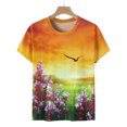 thumbnail image 4 of SMihono Hauts pour Femmes Été Décontracté Mode Imprimé Col Rond Manches Courtes Ample T-shirt Blouse Chandail Oversize T-shirt pour Femmes, 4 of 5