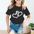 thumbnail image 2 of PMVFHDE T-Shirts Fille T-Shirt Enfant Filles Mignon Graphique Col Rond Manches Courtes Tee Été Décontracté T-Shirt Noir, 7-8 Ans, 2 of 5