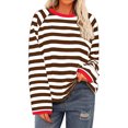 thumbnail image 2 of Timegard Fall Tops for Women 2024 Crewneck Striped Drop Shoulder Loose Blouse Comfy Long Sleeve Tops, 2 of 5