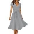 thumbnail image 1 of Cathalem Womens Summer Dress Loose Short Sleeve Crew Neck Ribbed Dresses,Blue XXXL, 1 of 4