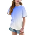 thumbnail image 3 of DecSea Girls Short Sleeve T shirt Kids Summer Oversized Gradient Crew Neck Tops Casual Basic Tee 5-14Years, 3 of 8