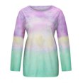 thumbnail image 4 of Birdeem T-Shirt Décontracté Teinture sur Nœuds Imprimé Manches Longues Col Rond Blouse Géométrie Imprimée, 4 of 7
