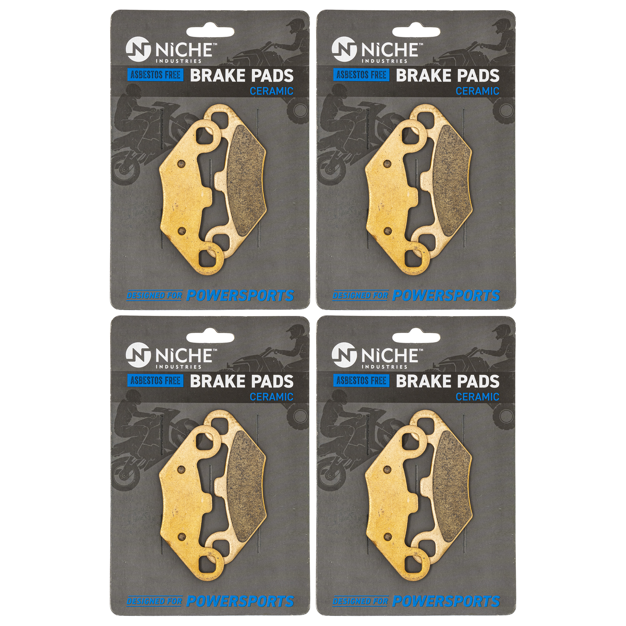 Niche Ceramic Front Rear Brake Pad Set for Polaris Sportsman 450 ATV 4 Pack 519-KPA2327D